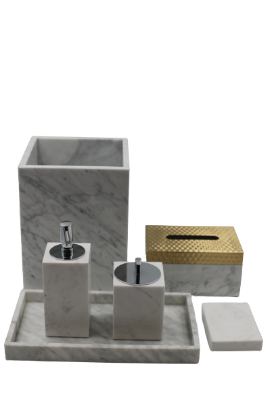 Picture of Etre White Marble Bath Accessories Set