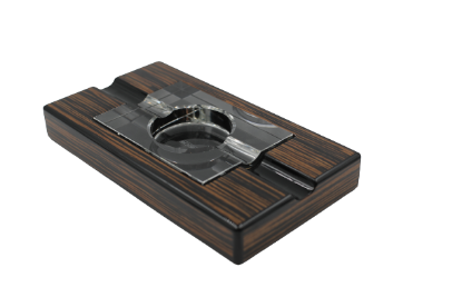 Picture of Etre Cigar Ashtray Piano Lacquered Ebony Edge Brown/Silver 